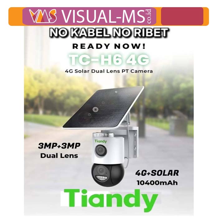 Kamera IP cctv Tiandy TC-H6 6MP 4G 3+3MP TC-H363U Solar panel Dual Lens Color Maker Wireless Wifi