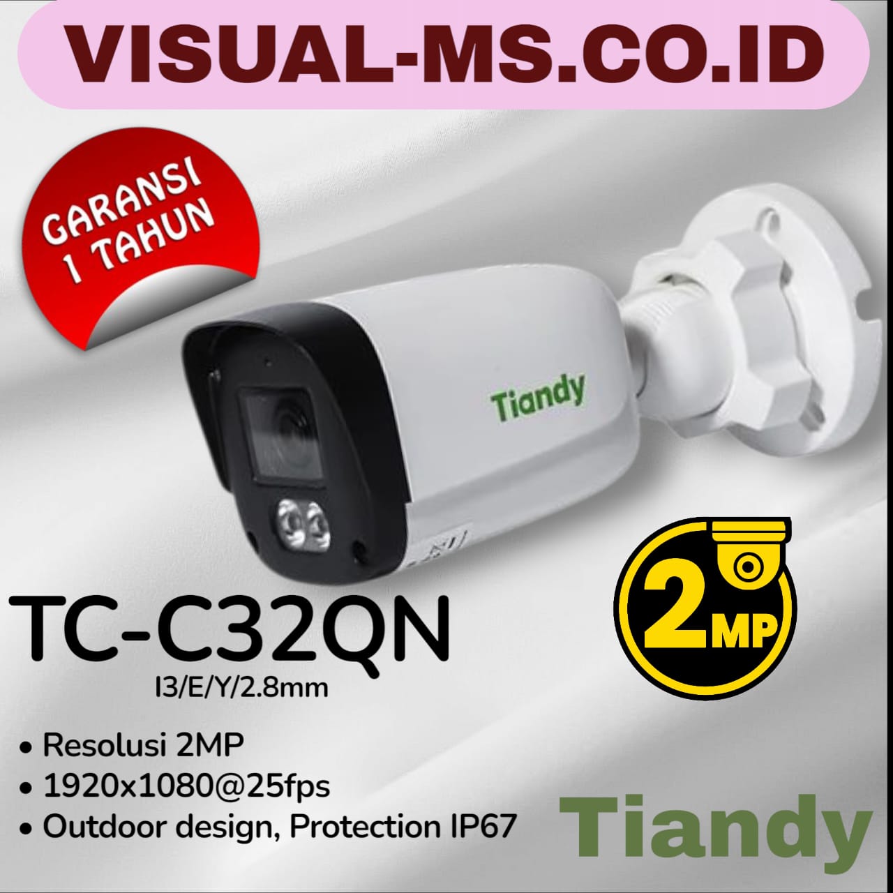 IP CAMERA CCTV TIANDY TC-C32QN 2MP AUDIO POE ONVIF IR OUTDOOR ANTI AIR - VMS