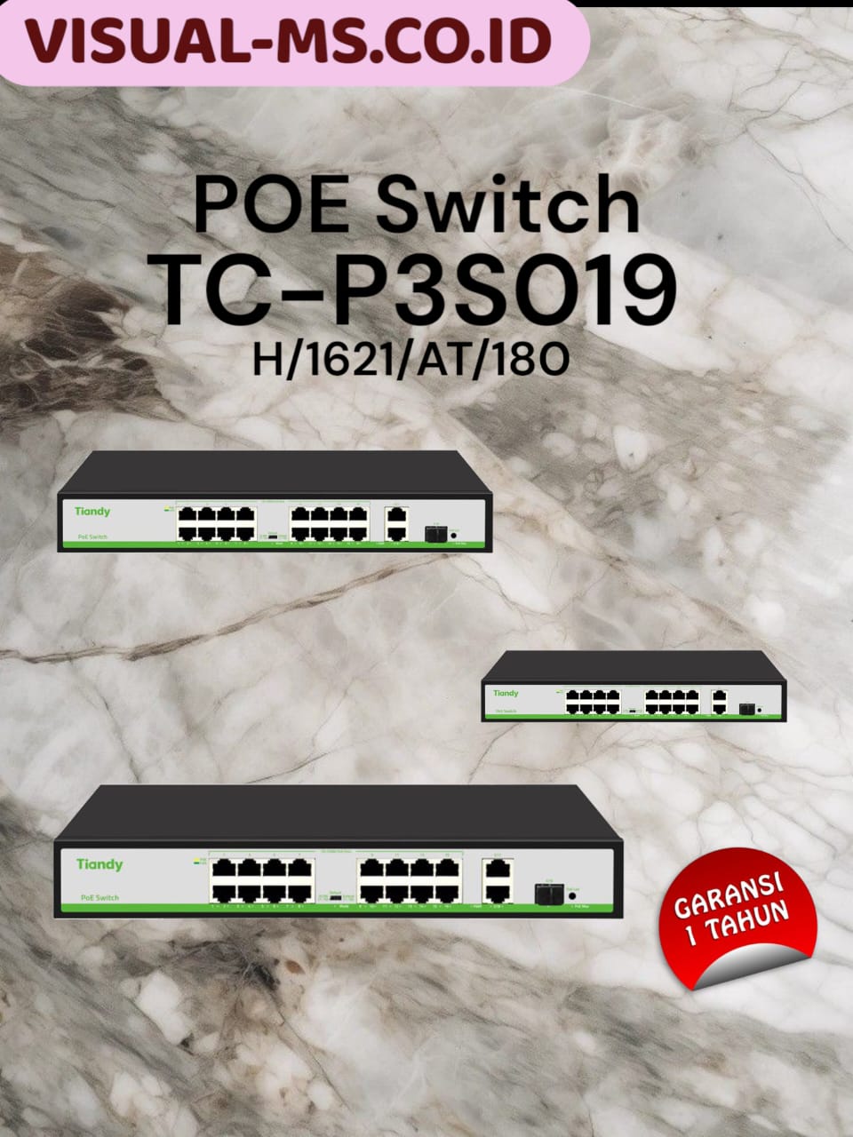 Tiandy TC-P3S019 16+2+1 Gigabit Uplink Smart PoE Switch Hub 802.3 IP Camera CCTV - SPEC:H/1621/AT/180 - Image 2