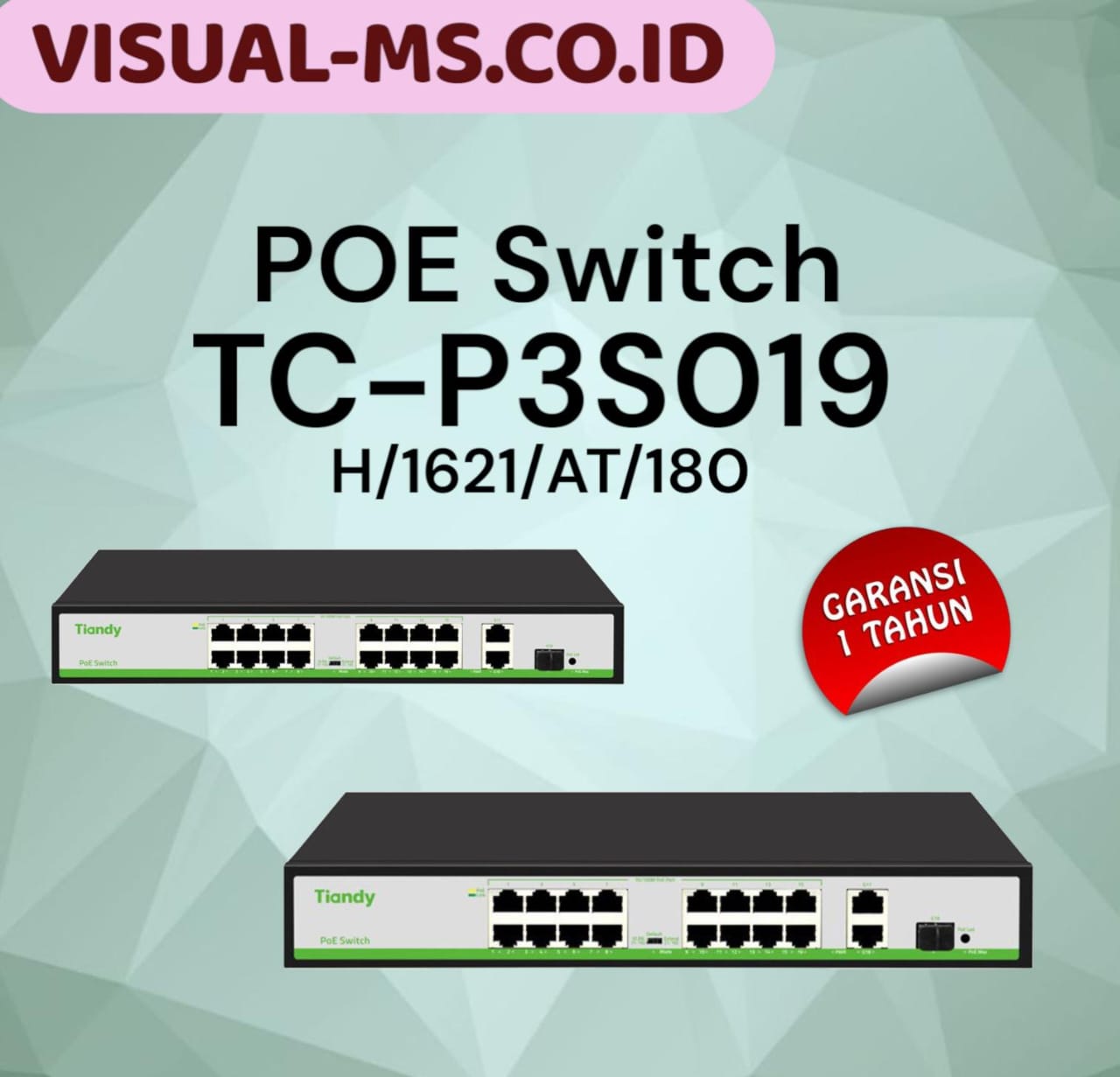 Tiandy TC-P3S019 16+2+1 Gigabit Uplink Smart PoE Switch Hub 802.3 IP Camera CCTV - SPEC:H/1621/AT/180 - Image 3