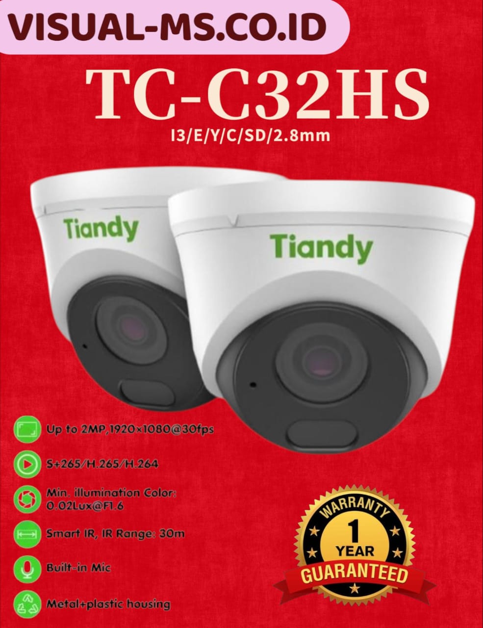 Tiandy TC-C32HS 2MP Fixed Starlight IR Bullet Camera - VMS - Image 3