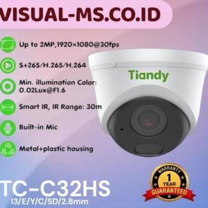 Tiandy TC-C32HS 2MP Fixed Starlight IR Bullet Camera - VMS