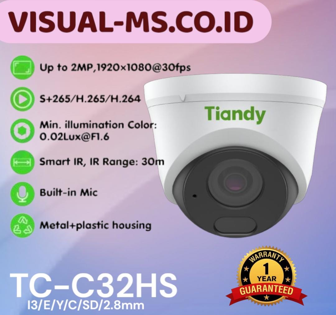 Tiandy TC-C32HS 2MP Fixed Starlight IR Bullet Camera - VMS