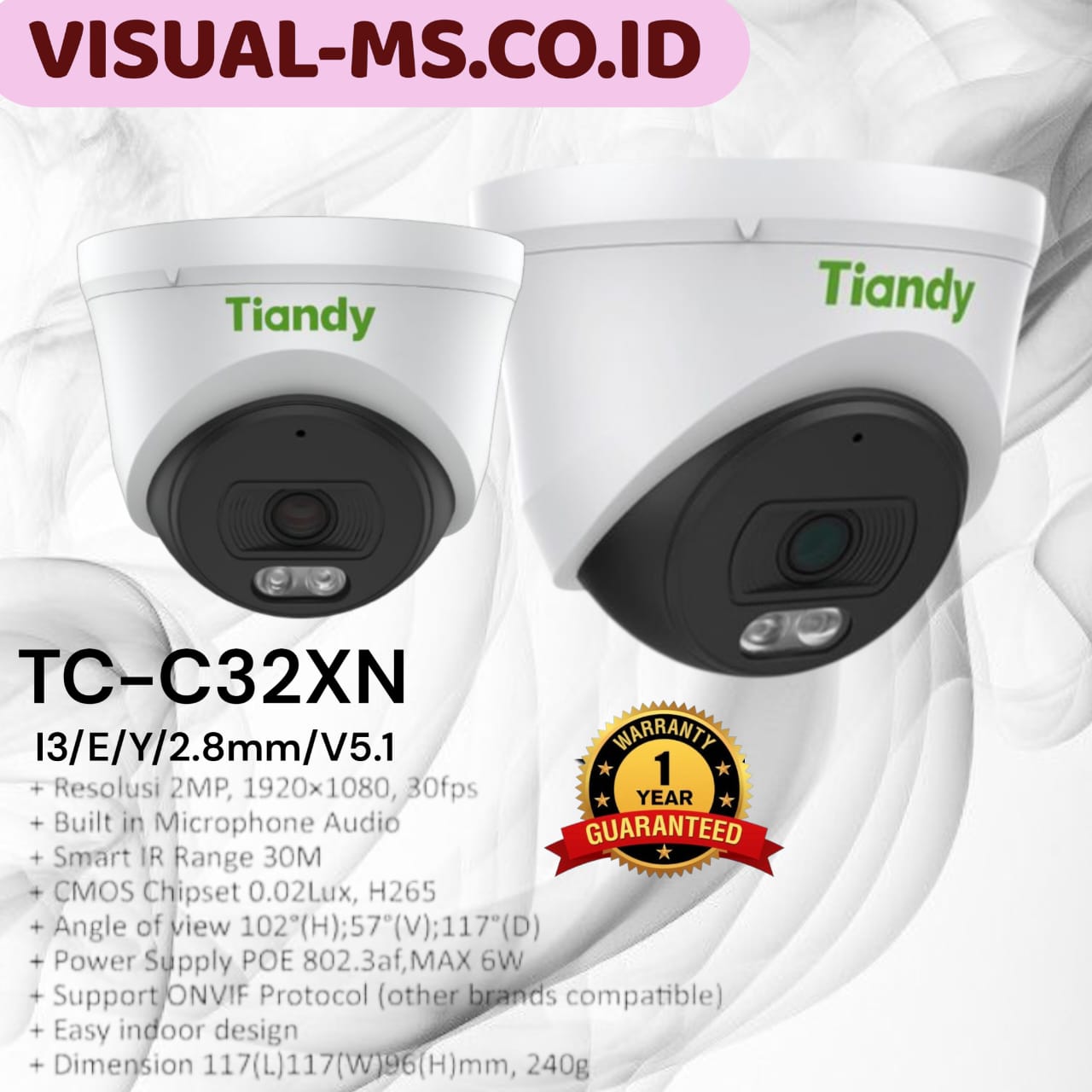 Tiandy TC-C32XN Spec:I3/E/Y/2.8mm/V5.1 - VMS