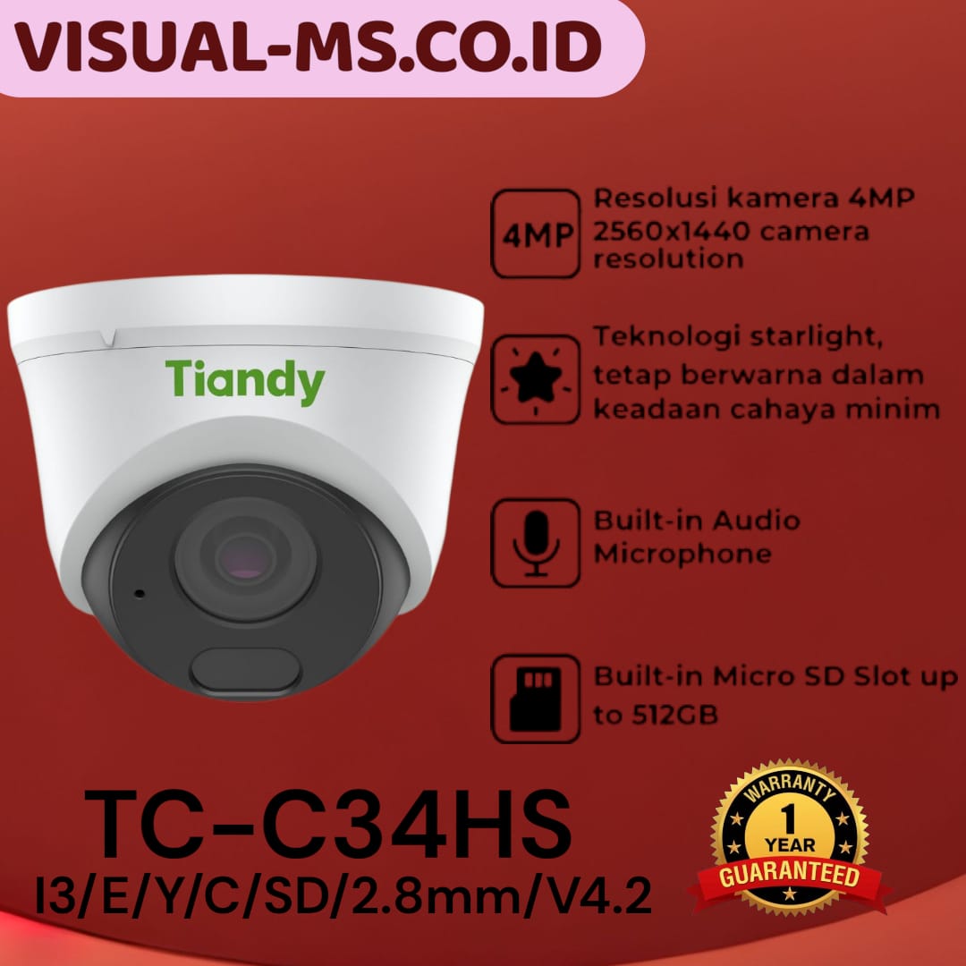 Tiandy TC-C34HS 4MP Fixed Starlight IR Bullet Camera