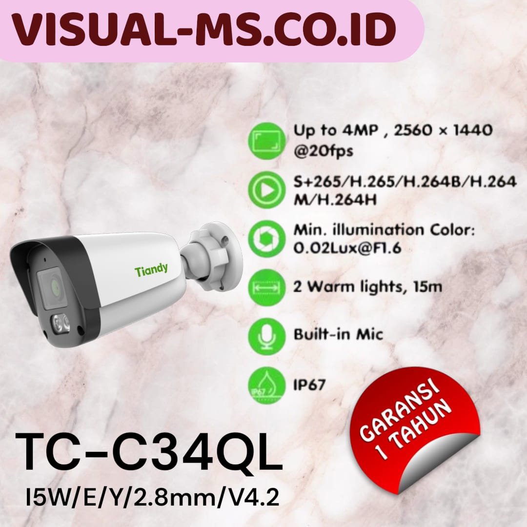 Tiandy TC-C34QL 4MP Fixed Bullet Camera (Colormaker )