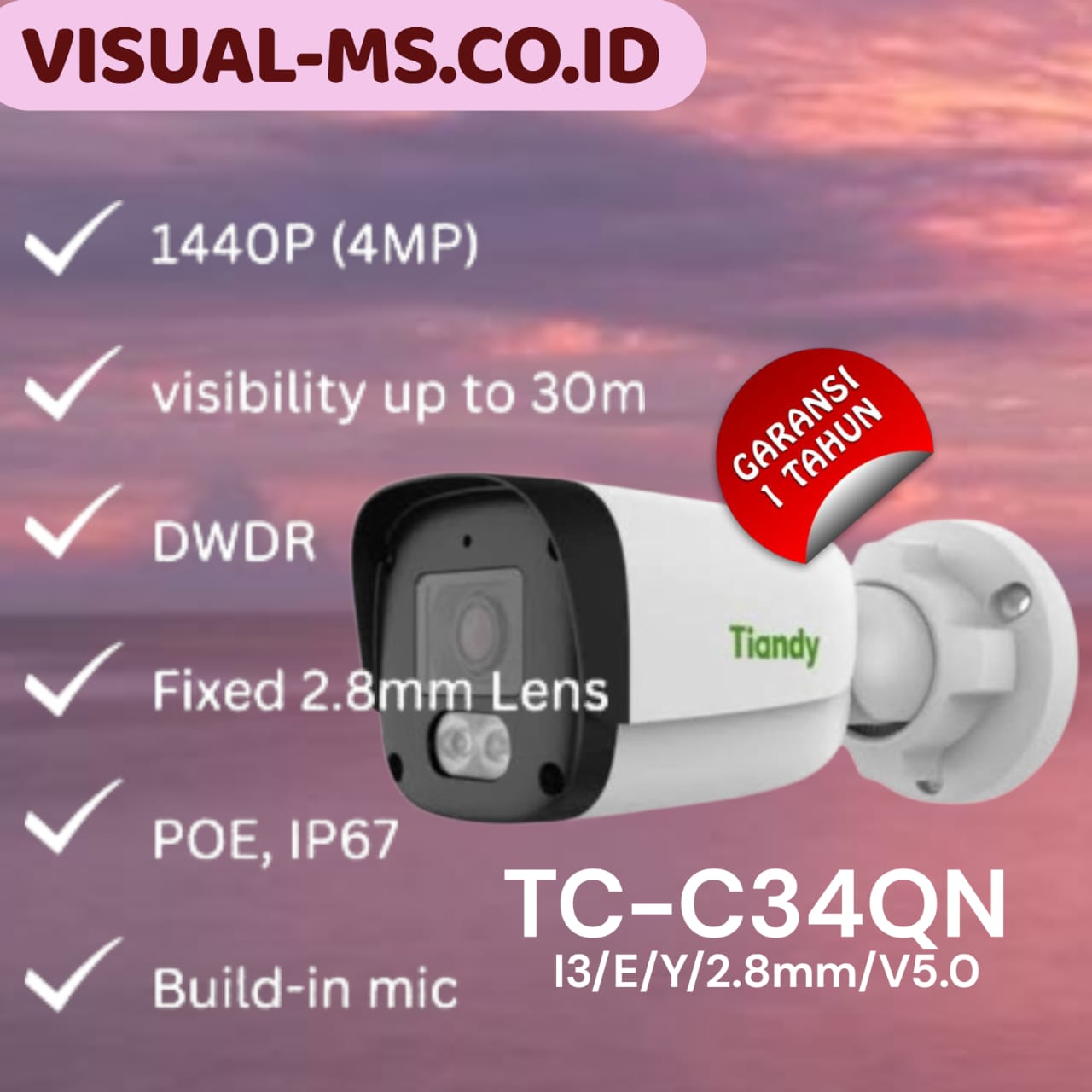 Tiandy TC-C34QN 4MP Fixed IR Bullet Camera - Image 2