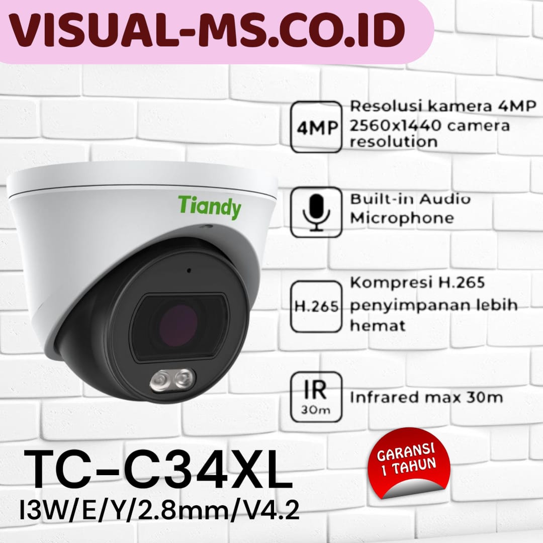Tiandy TC-C34XL 4MP Full Color Camera Audio